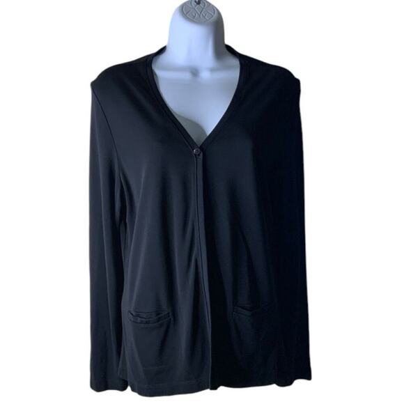 Collectibles Petite Sophisticate Black Top Size L Long Sleeve Minimalist Casual - Picture 3 of 7